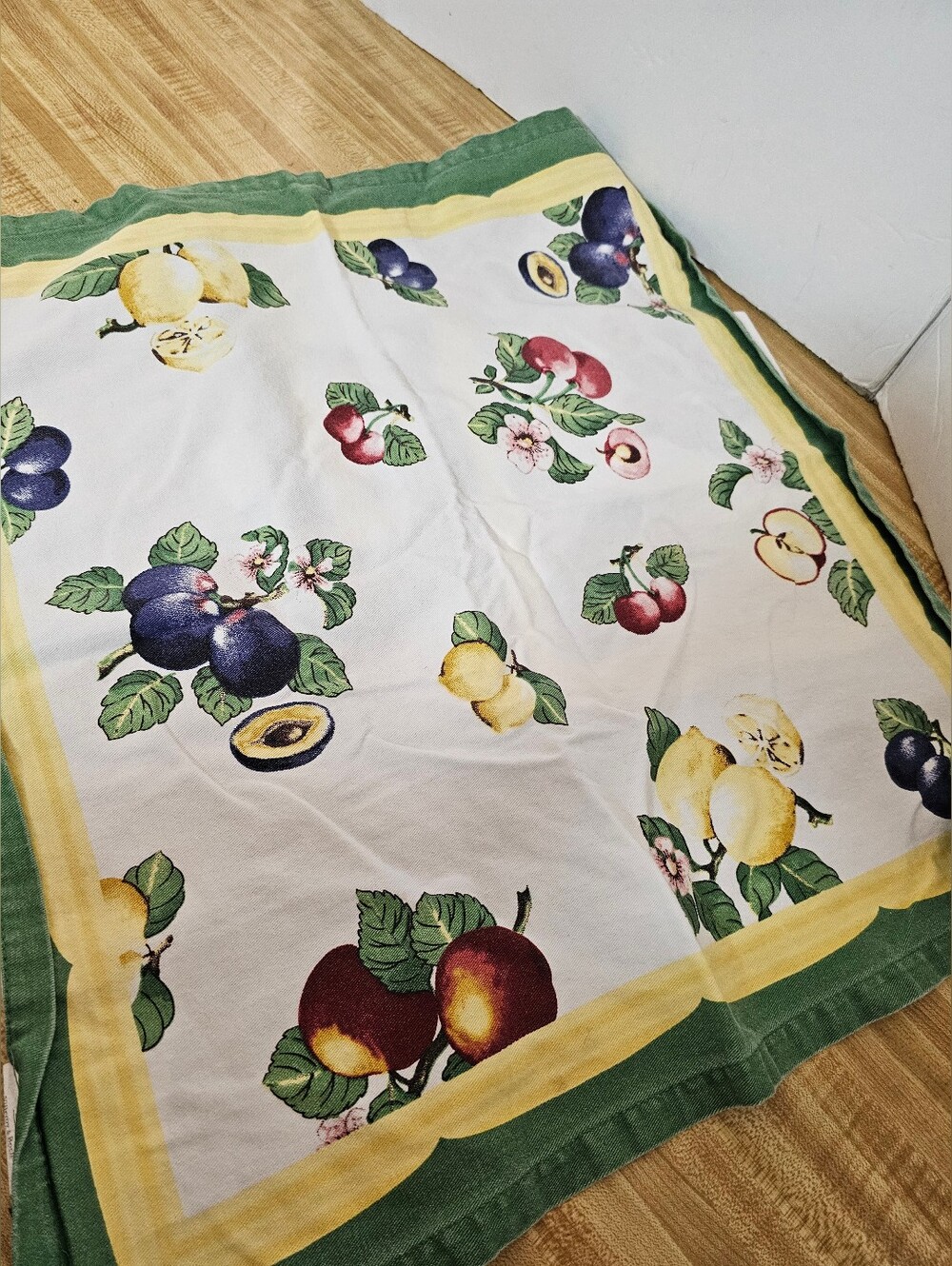 Villeroy & Boch Fruit Cloth Napkins Set Of 3 Cotton Apple Plum Lemon Replacement